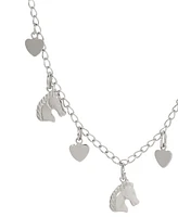 2028 Silver-Tone Horse Heart Charm Necklace