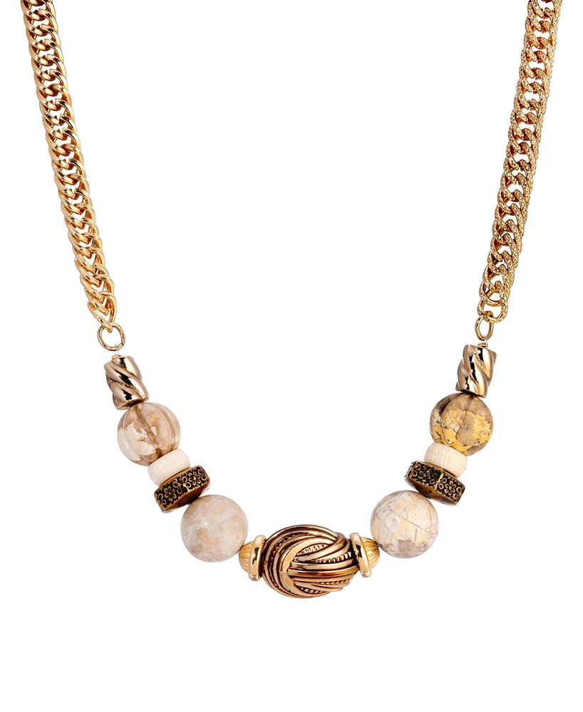 2028 Gold-Tone Riverstone Multi Bead Necklace