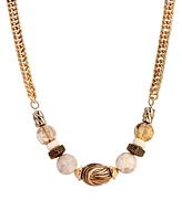 2028 Gold-Tone Riverstone Multi Bead Necklace