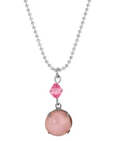 2028 Pink Glass Acrylic Pendant Necklace