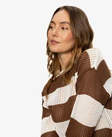 Sanctuary Women's Cotton Open-Knit Long-Sleeve Sweater