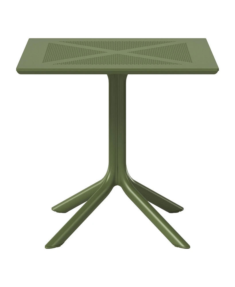 31.5" Square Plastic Outdoor Patio Dining Table for 4