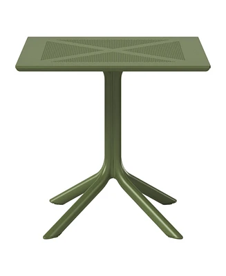 31.5" Square Plastic Outdoor Patio Dining Table for 4