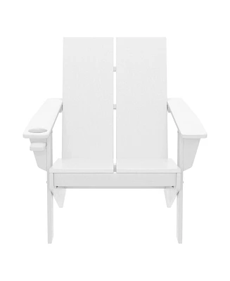 Outdoor Hdpe Modern Adirondack Chair with Cup Holder