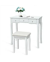 10 Dimmable Bulbs Vanity Dressing Table with 2 Dividers and Cushioned Stool