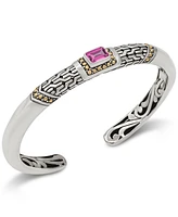 Devata Pink Topaz & Bali Cuff Bracelet in Sterling Silver and 18K Gold Accents