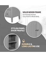 36" Grey Vanity Cabinet with Ceramic Sink and Storage