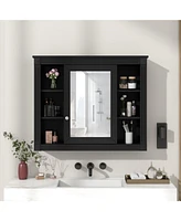 Wall Mounted Bathroom Cabinet with Mirror and 6 Shelves