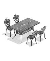 5-Piece Set Of All-Weather Cast Aluminum Dining Furniture Set With Black Frame