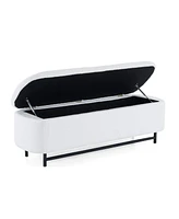 Elegant Ottoman with Spacious Storage Function, White