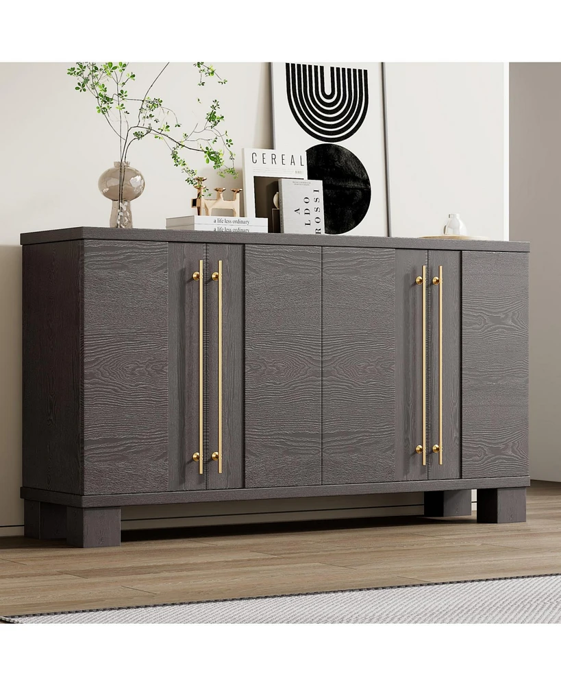 Wood Traditional Sideboard with Adjustable Shelves for Kitchen, Dining and Living (Taupe)