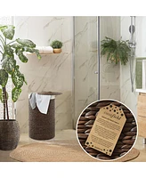 Casafield Round Laundry Hamper with Lid and Removable Liner Bag - Espresso, Woven Water Hyacinth Basket for Clothes