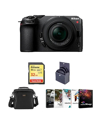 Nikon Z 30 Dx-Format Mirrorless Camera with 16-50mm Lens, Bundle with Corel Pc Photo & Video Editing Software Suite, 32GB Sd Memory Card, Bag, 46mm Uv