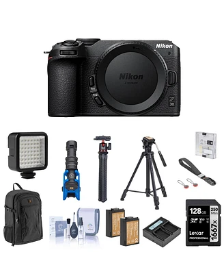 Nikon Z 30 Dx-Format Mirrorless Camera Bundle with 128GB Sd Card, Backpack, 2x Battery, Charger, Video Tripod, Wrist Strap, Mic, Screen Protector, Oct