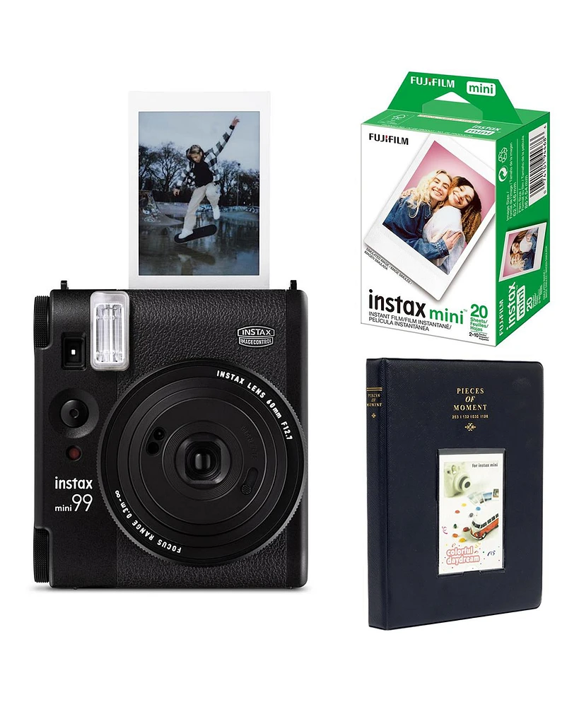 Fujifilm Instax Mini 99 Instant Film Camera, Matte Black, Bundle with Instant Daylight Film Pack and Photo Album