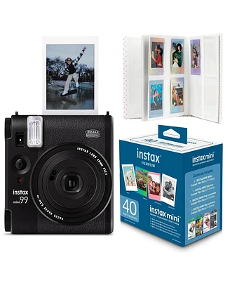 Fujifilm Instax Mini 99 Instant Film Camera, Matte Black, Bundle with Instant Variety Value Film Pack and Photo Album