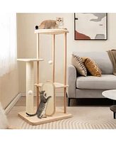 Multi-Level Modern Cat Tower with Scratching Board & Post Stylish & Fun Playhouse for Cats