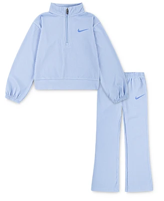 Nike Little Girls 2-Piece Ribbed Quarter-Zip Top and Leggings Set