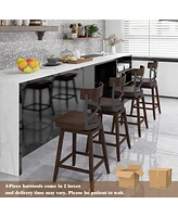 Gymax Set of Wooden Swivel Bar Stools Counter Height Kitchen Chairs w/ Back