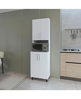 Fm Furniture Ko Vaya Double Cabinet Kitchen Pantry with Open Storage, White