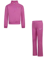 Nike Little Girls 2-Piece Ribbed Quarter-Zip Top and Leggings Set