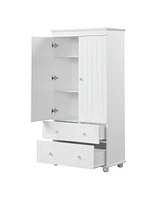 Tall Storage Cabinet with Three Drawers for Bathroom/Office, White