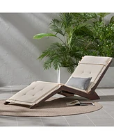 Midori Mahogany Wood Folding Lounge Chair with Cushion for Outdoor Comfort and Style