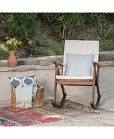 Sturdy Acacia Wood Rocking Chair for Indoor and Outdoor Relaxation