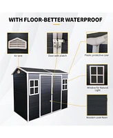 8x4ft Resin Outdoor Shed with Two Windows and Double Door
