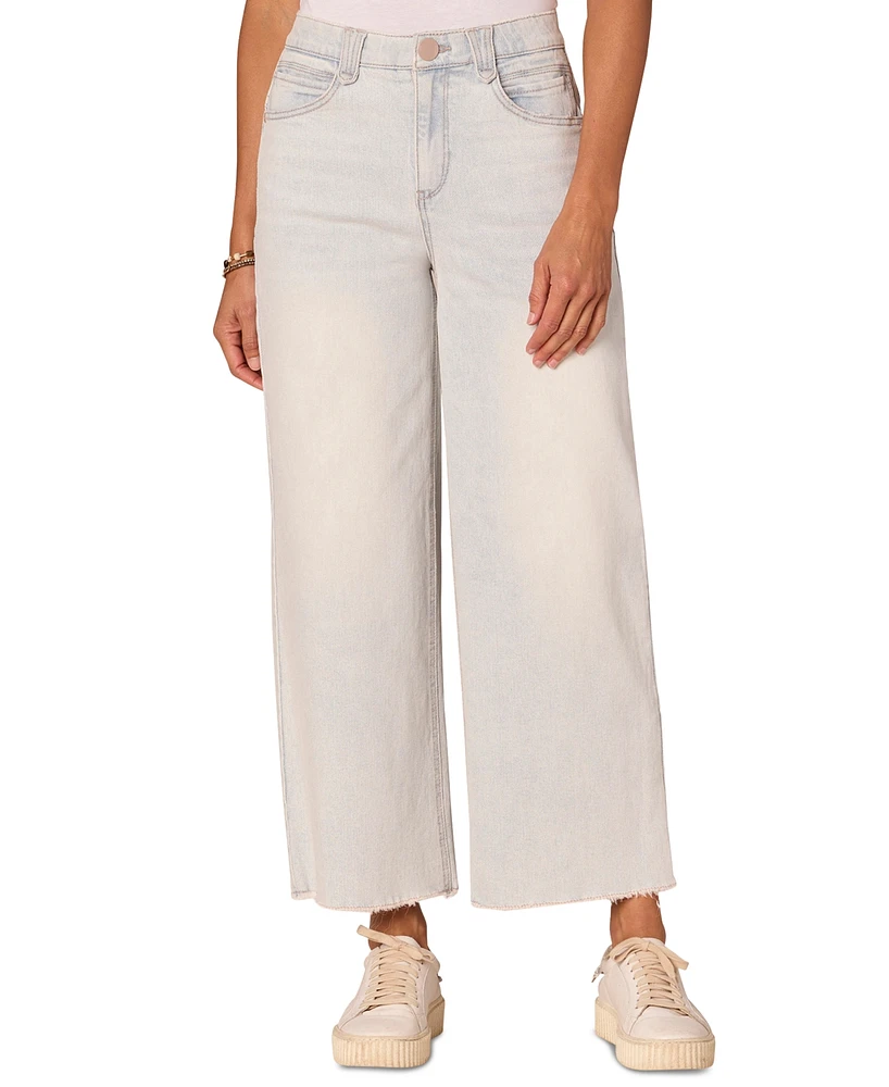 Democracy Women's "Ab" Solution Skyrise Frayed-Hem Wide-Leg Boyfriend Jeans