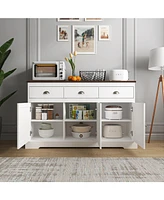 Farmhouse Buffet Cabinet with Storage and Adjustable Shelves (53" x 17" x 33")
