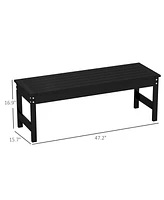 Outsunny 47" Hdpe Outdoor Bench, Backless Slatted Garden Bench Seat,