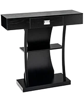 Console Table with Drawer and 2-Tier Shelves for Entryway Living Room