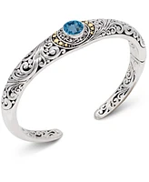 Devata Topaz & Bali Filigree Cuff Bracelet in Sterling Silver and 18K Gold Accents