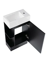 18.6" Bathroom Vanity with Sink, Bathroom Vanity Cabinet with Two-tier Shelf, Left or Right Orientation, Black