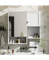 Modern Wall Mount Medicine Cabinet with Mirror and Towel Bar (29" x 28