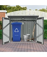 Outdoor Metal Bin Shed for 2 Trash Cans (Black)