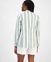 Bar Iii Women's Striped One-Button Blazer, Exclusively at Macy's