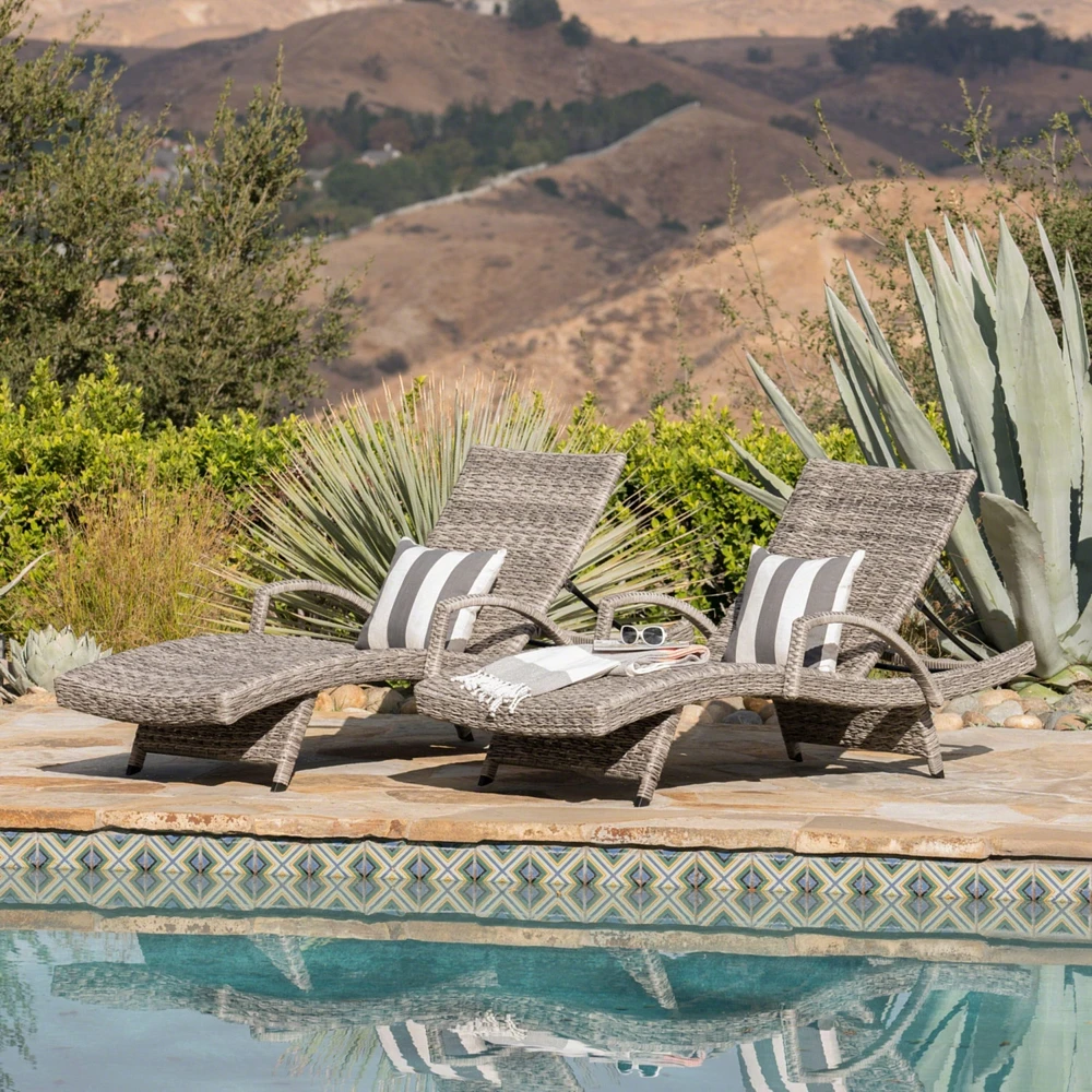 Stylish and Comfortable Wicker Armed Chaise Lounge (Optional 2-Pack)