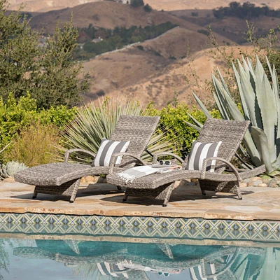 Stylish and Comfortable Wicker Armed Chaise Lounge (Optional 2-Pack)