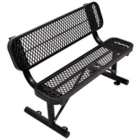 4 ft. Outdoor Steel Bench with Backrest Black