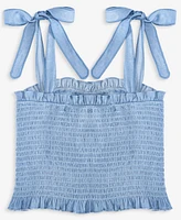 With Jules Big Girl Tie Shoulder Smocked Top