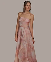 Donna Karan New York Women's Floral Print Strapless Ball Gown