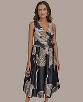 Donna Karan New York Women's Floral Print Sleeveless A-Line Dress