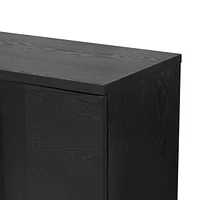 Black Traditional Sideboard with Adjustable Shelves and Gold Handles