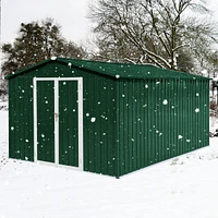 Metal garden sheds 10ftx12ft outdoor storage sheds white+green