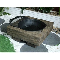 Wood-Fueled Outdoor Fire Pit with Wood Grain Design