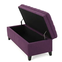 Juliana Fabric Storage Ottoman with Birch Legs in Purple (50x20.5x18.3in)
