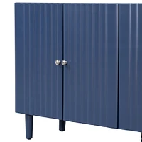 Elegant Four-Door Sideboard with Wavy Doors, Cylindrical Legs, and Metal Handles
