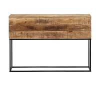 Console Table 43.3"x11.8"x29.5" Solid Wood Rough Mango and Iron